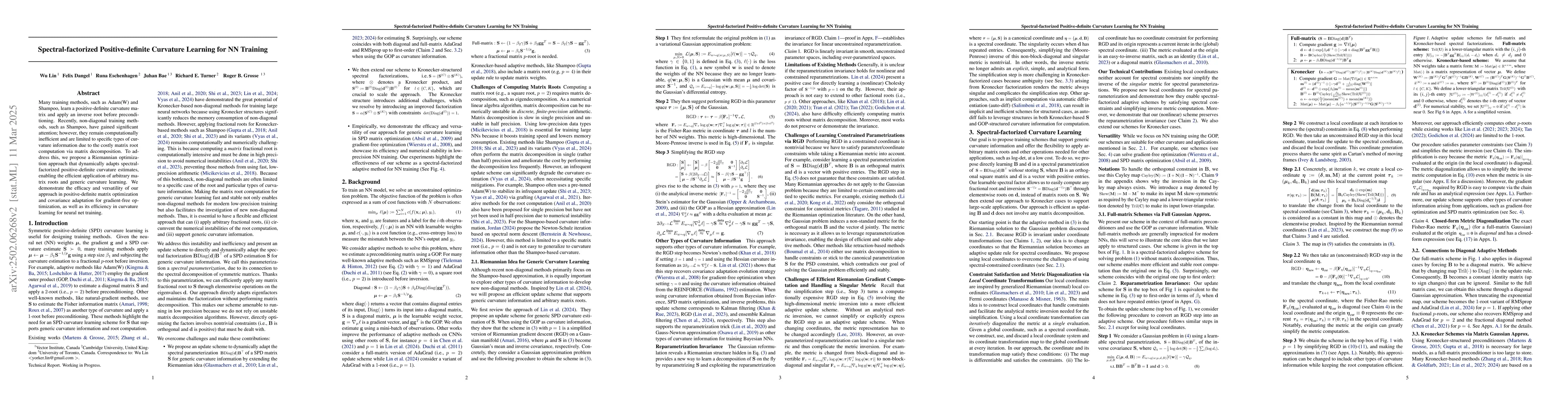 Thumbnail for Spectral-factorized Positive-definite Curvature Learning for NN Training