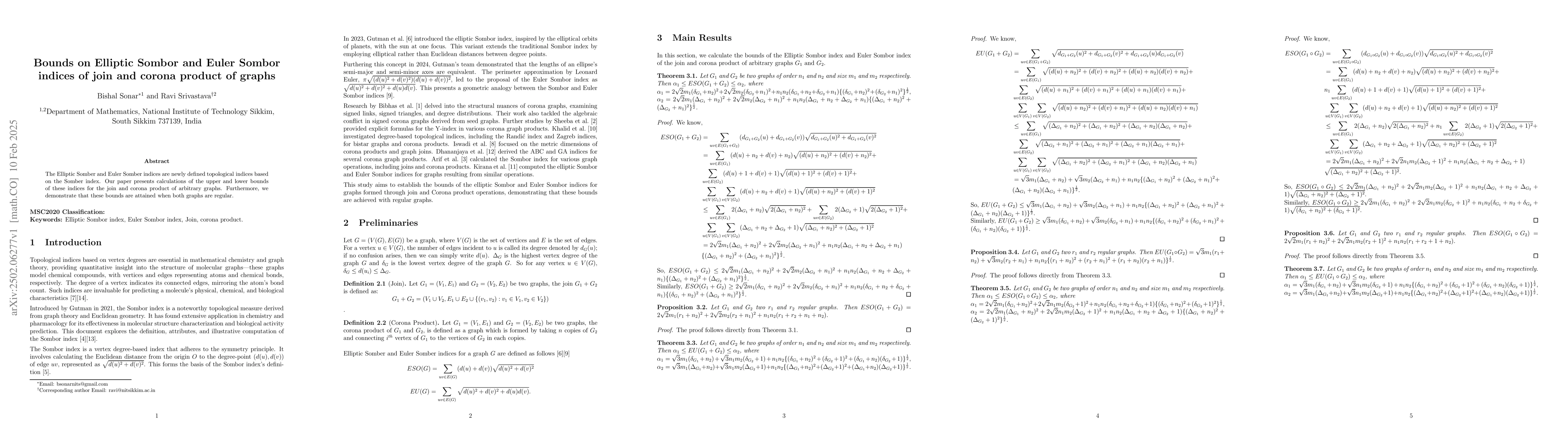 Thumbnail for Bounds on Elliptic Sombor and Euler Sombor indices of join and corona
  product of graphs