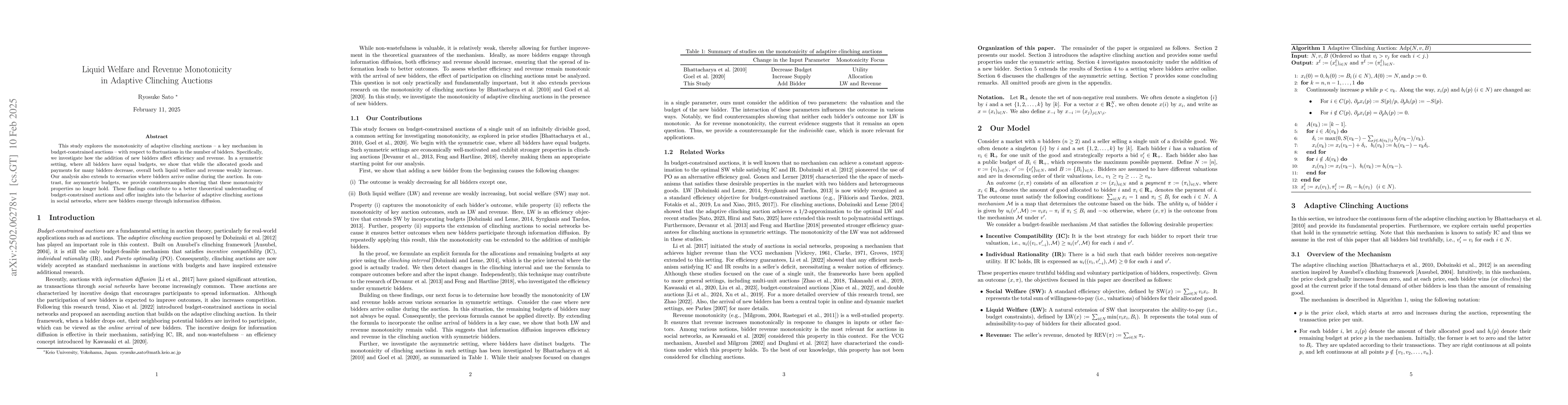 Thumbnail for Liquid Welfare and Revenue Monotonicity in Adaptive Clinching Auctions