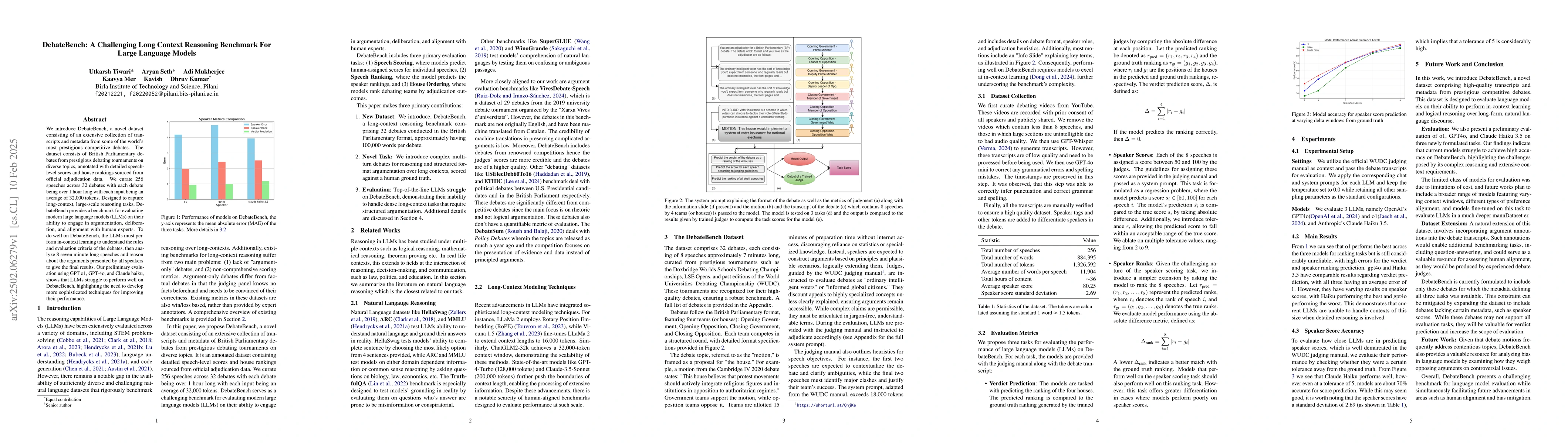 Thumbnail for DebateBench: A Challenging Long Context Reasoning Benchmark For Large
  Language Models