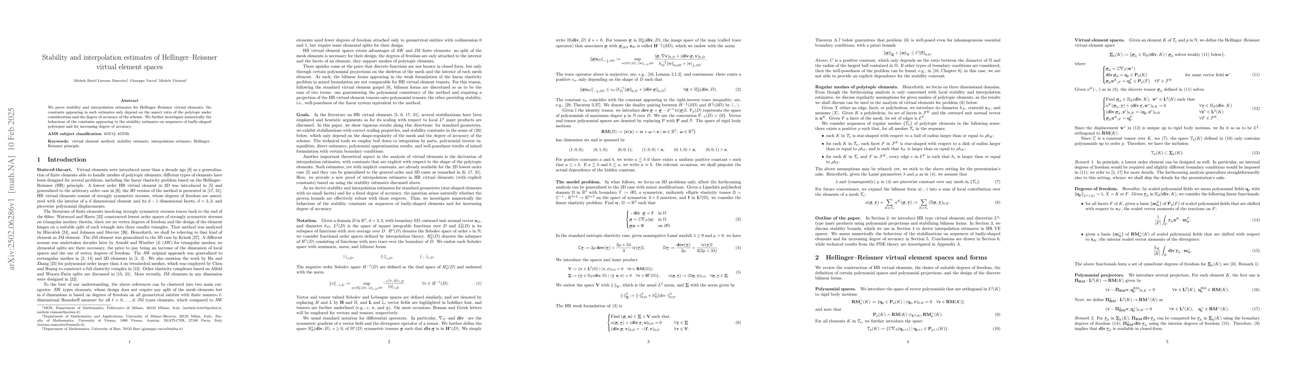 Thumbnail for Stability and interpolation estimates of Hellinger-Reissner virtual
  element spaces