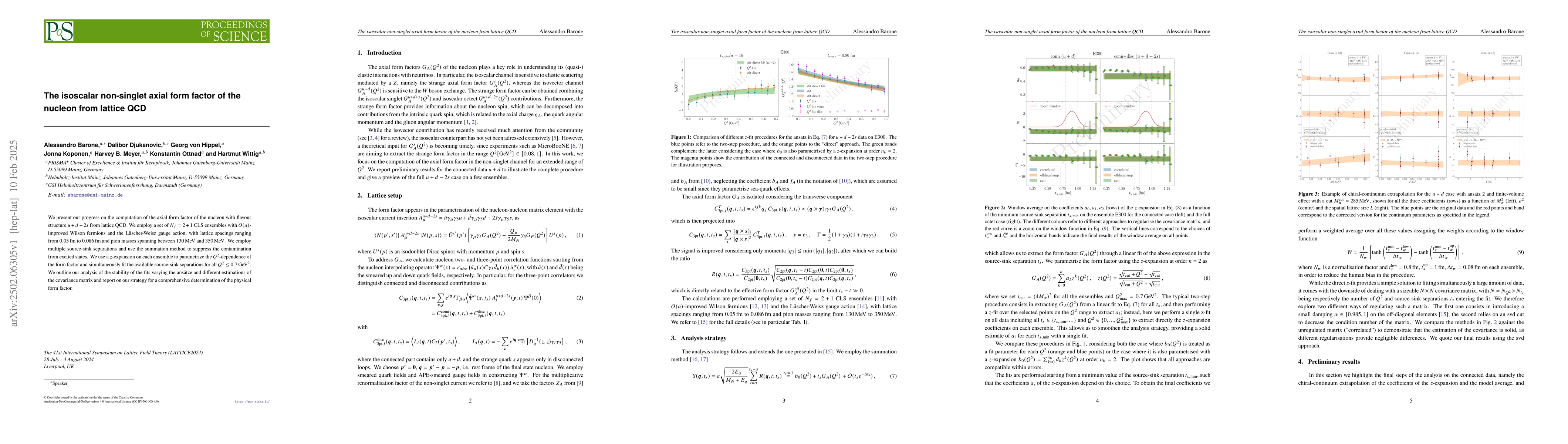 Thumbnail for The isoscalar non-singlet axial form factor of the nucleon from lattice
  QCD