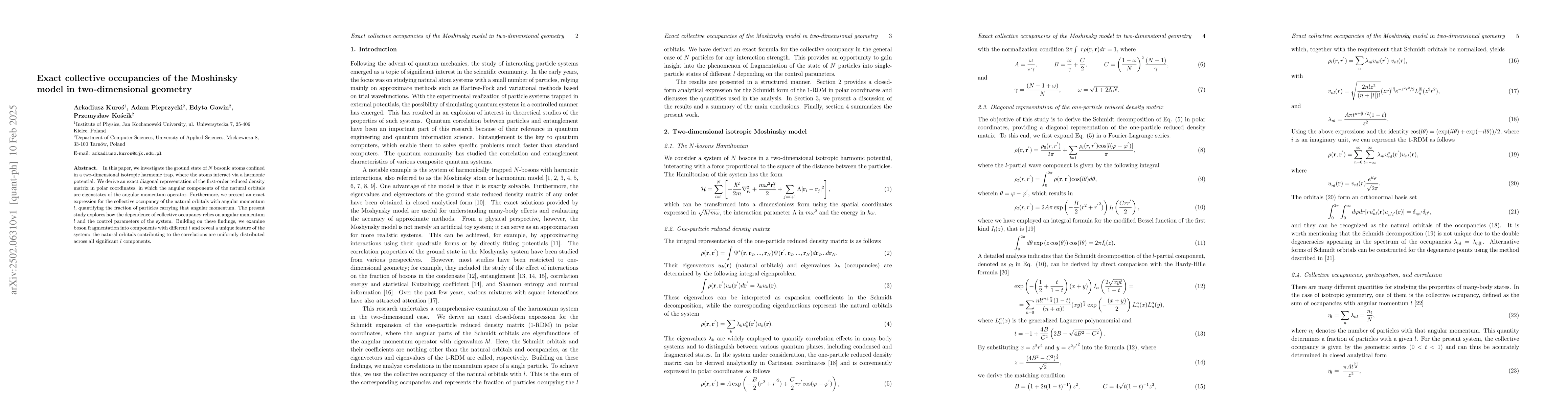 Thumbnail for Exact collective occupancies of the Moshinsky model in two-dimensional
  geometry