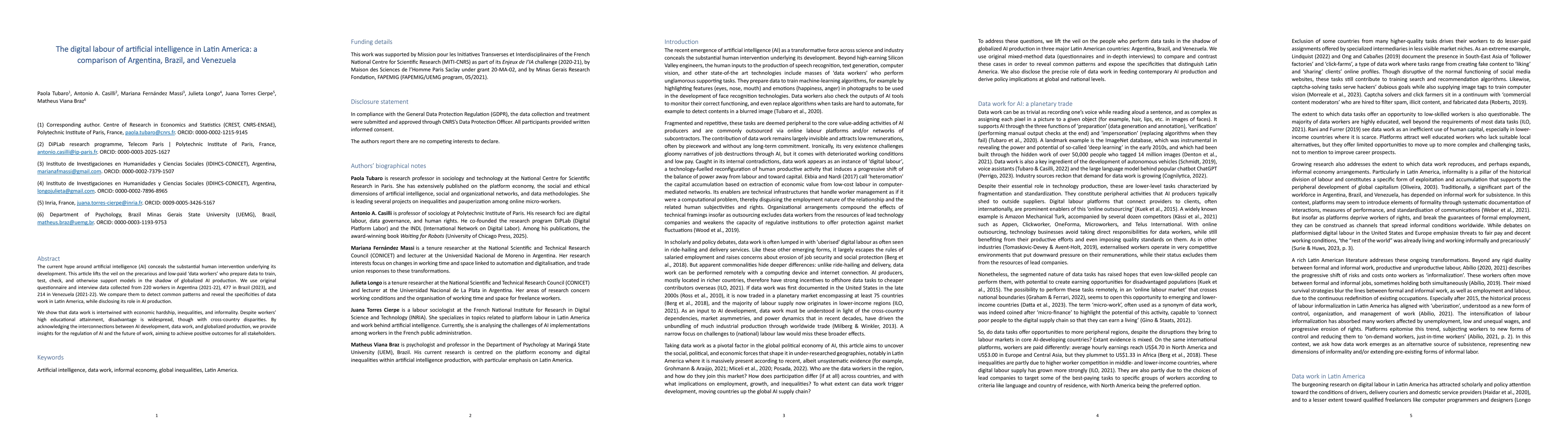Thumbnail for The digital labour of artificial intelligence in Latin America: a
  comparison of Argentina, Brazil, and Venezuela