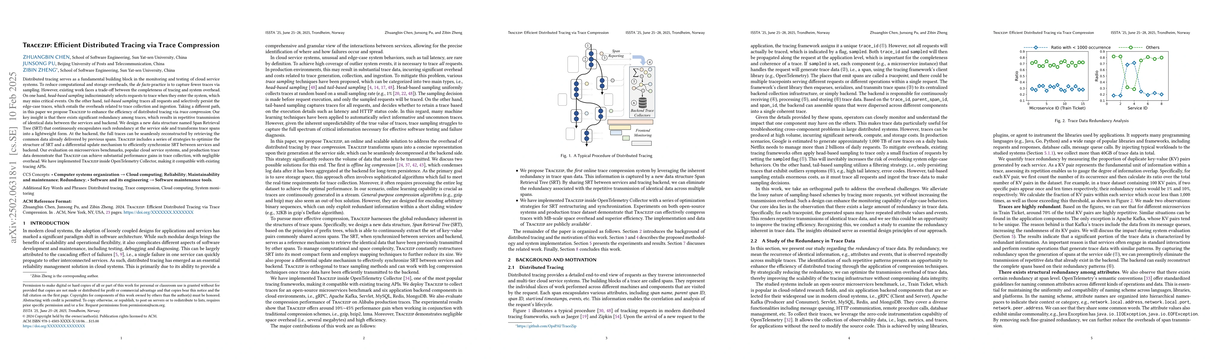 Thumbnail for Tracezip: Efficient Distributed Tracing via Trace Compression