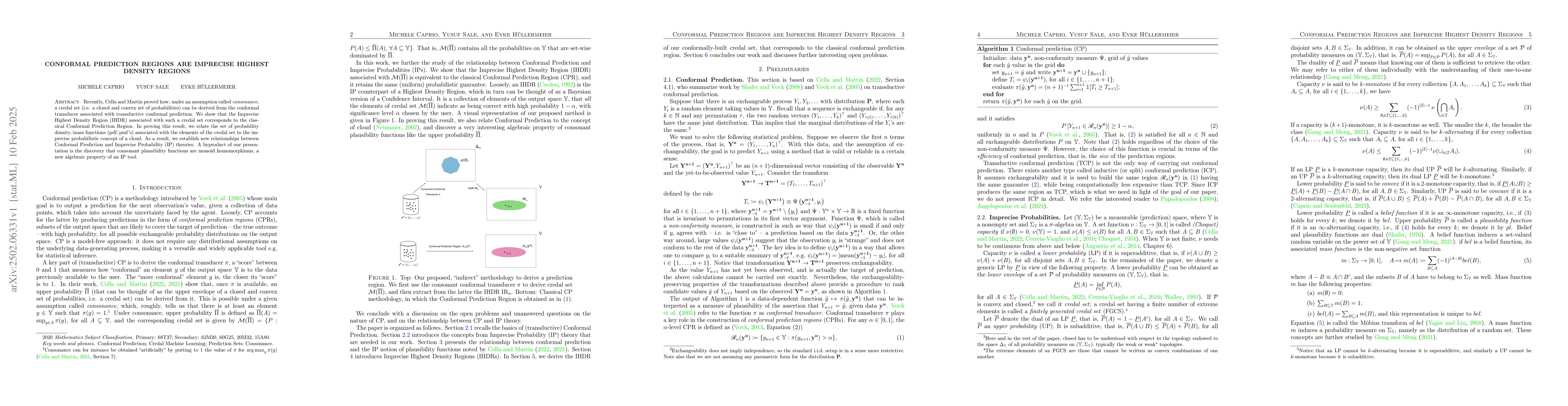 Thumbnail for Conformal Prediction Regions are Imprecise Highest Density Regions