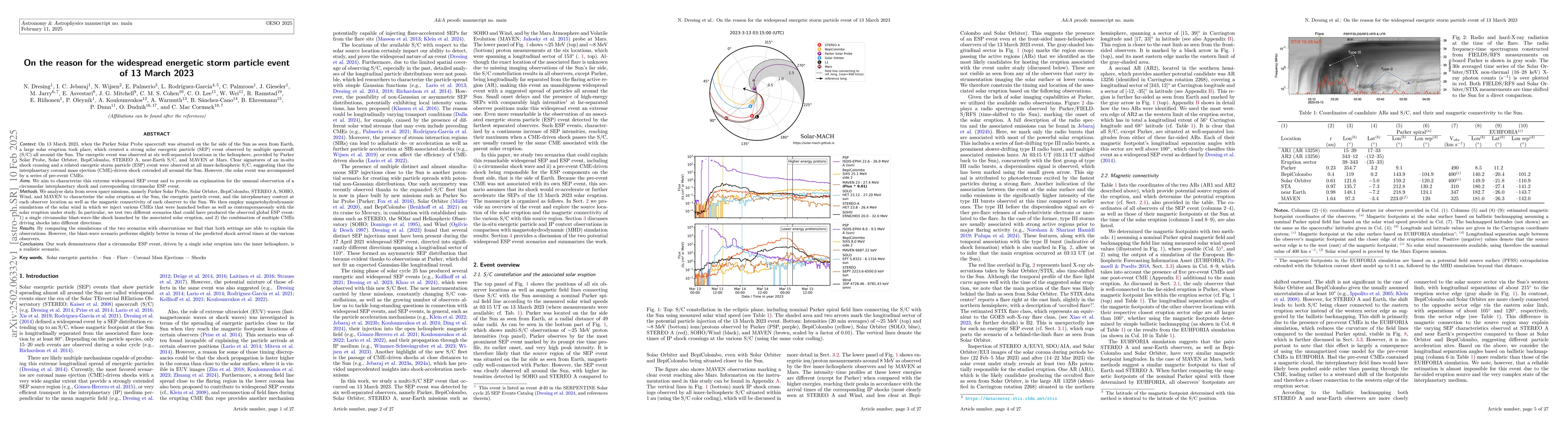 Thumbnail for On the reason for the widespread energetic storm particle event of 13
  March 2023