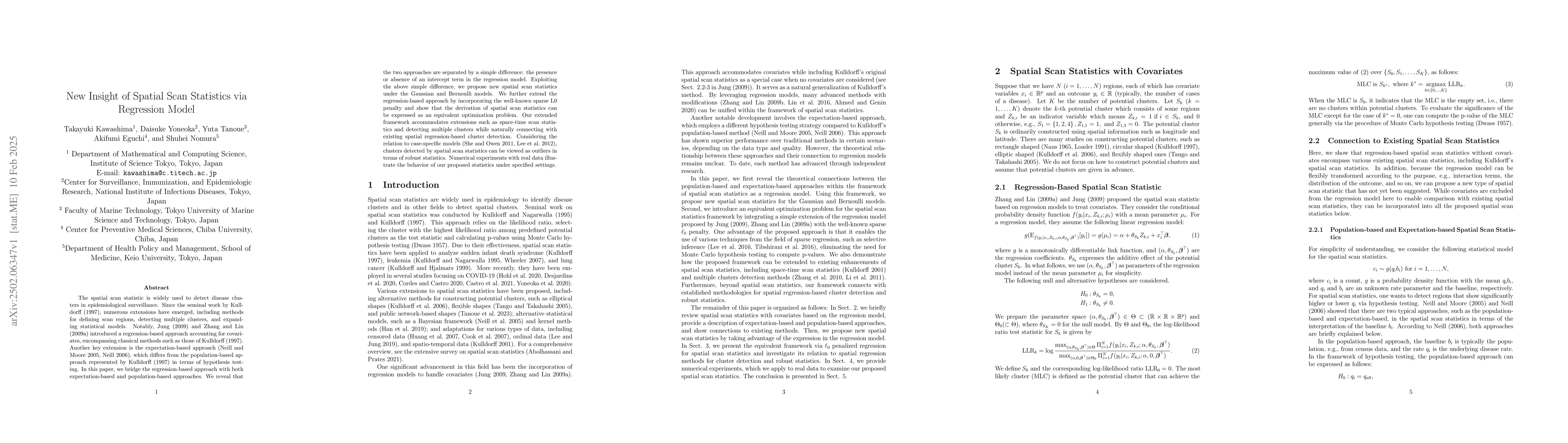 Thumbnail for New Insight of Spatial Scan Statistics via Regression Model