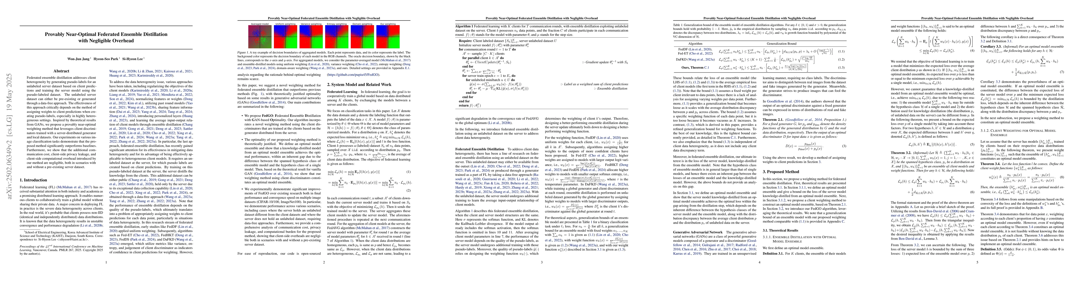 Thumbnail for Provably Near-Optimal Federated Ensemble Distillation with Negligible
  Overhead