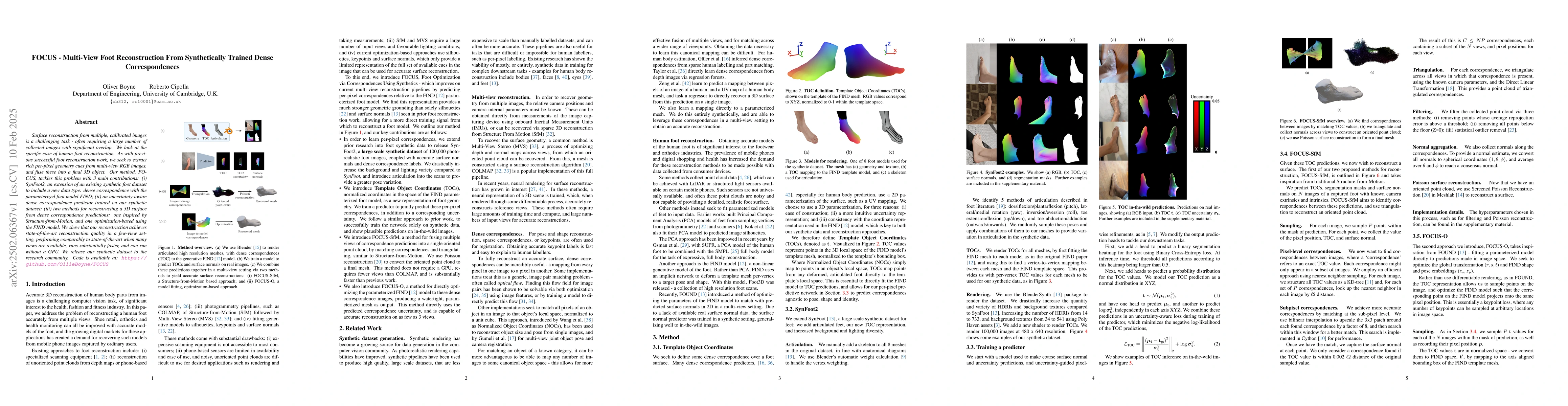 Thumbnail for FOCUS -- Multi-View Foot Reconstruction From Synthetically Trained Dense
  Correspondences