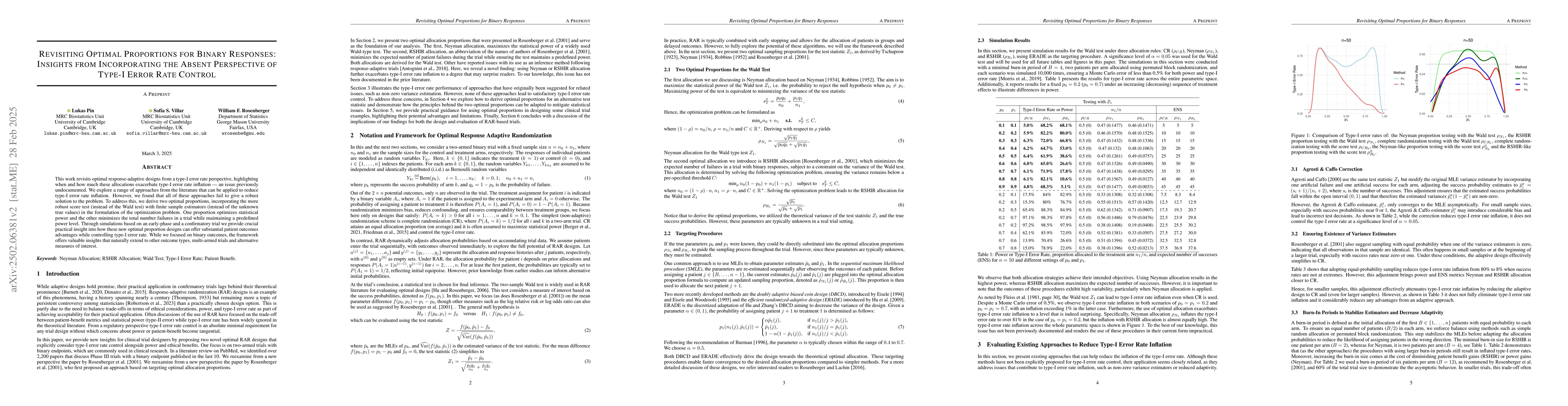 Thumbnail for Revisiting Optimal Proportions for Binary Responses: Insights from
  Incorporating the Absent Perspective of Type-I Error Rate Control