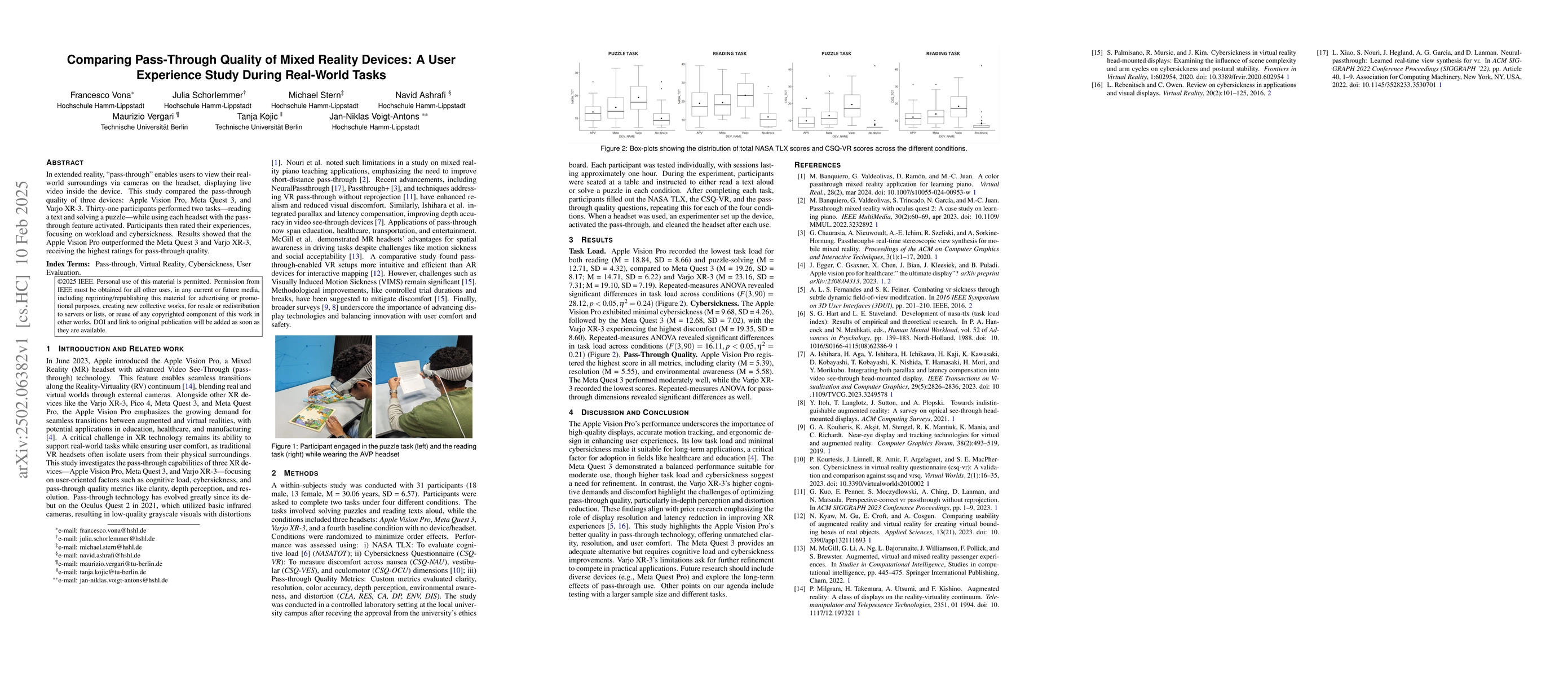 Thumbnail for Comparing Pass-Through Quality of Mixed Reality Devices: A User
  Experience Study During Real-World Tasks