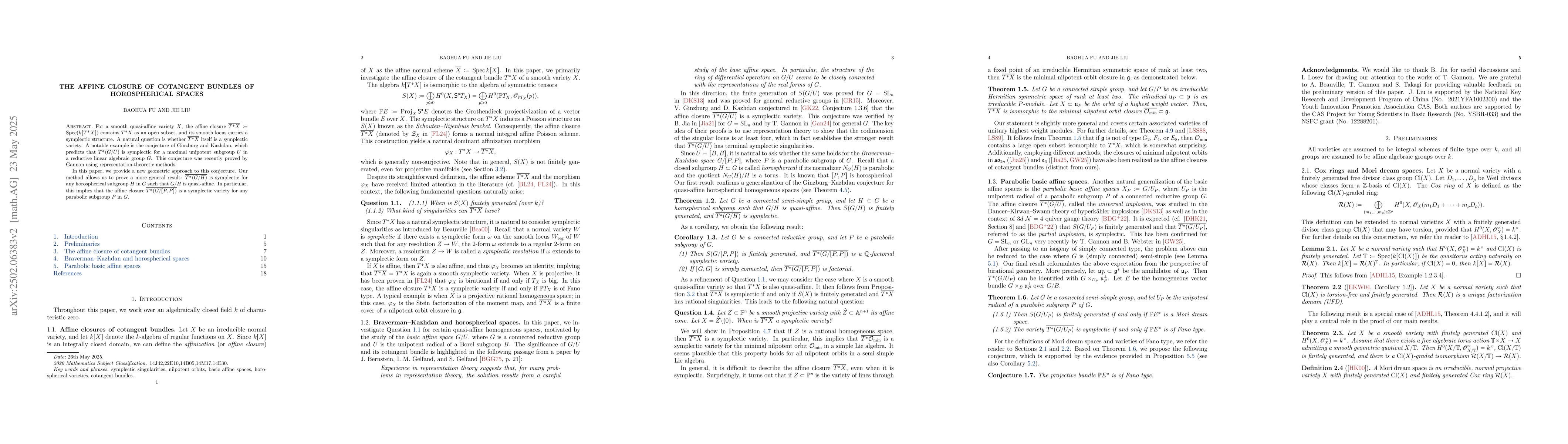 Thumbnail for The affine closure of cotangent bundles of horospherical spaces