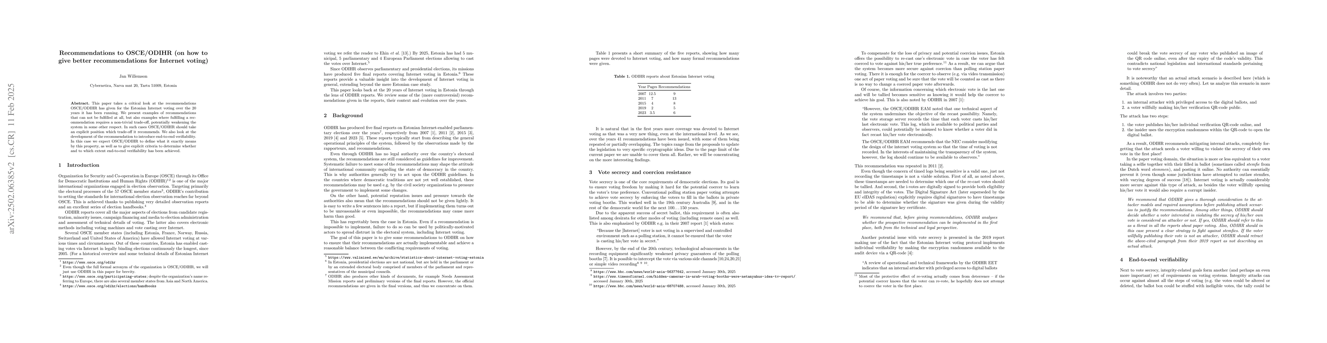 Thumbnail for Recommendations to OSCE/ODIHR (on how to give better recommendations for
  Internet voting)