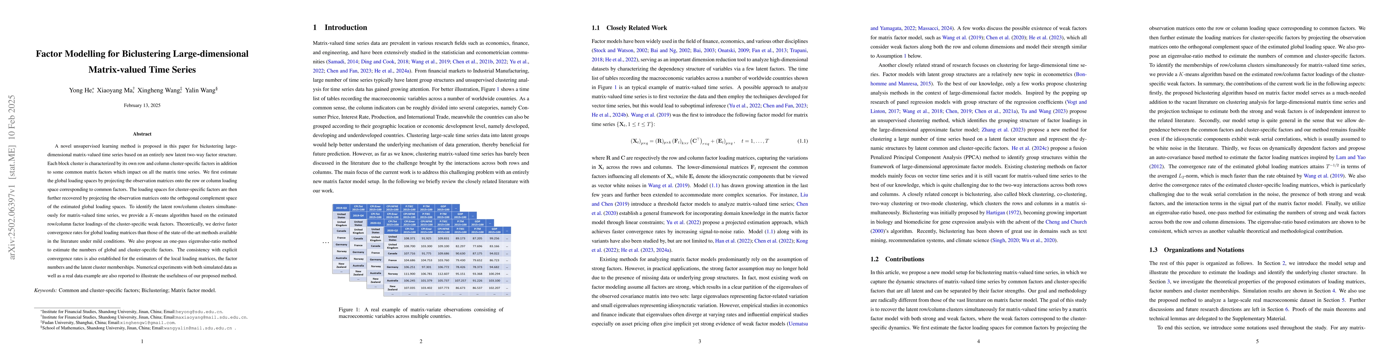 Thumbnail for Factor Modelling for Biclustering Large-dimensional Matrix-valued Time
  Series
