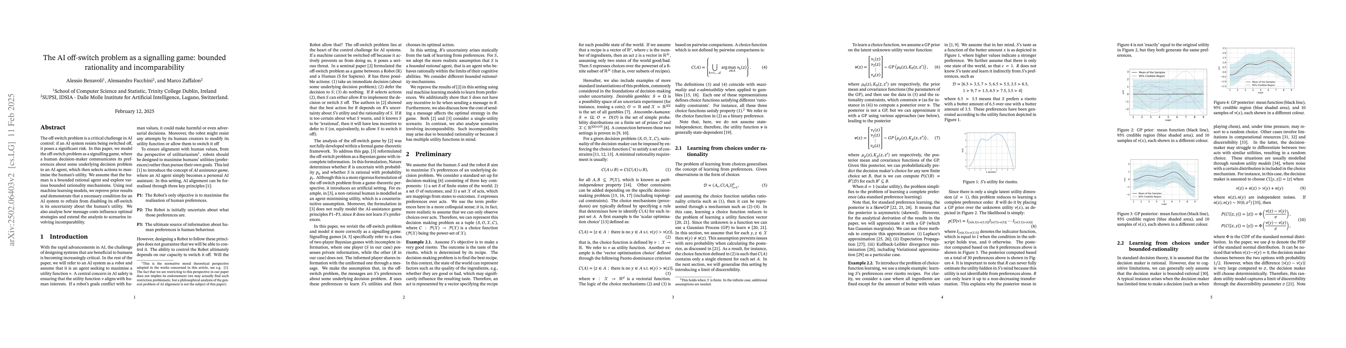 Thumbnail for The AI off-switch problem as a signalling game: bounded rationality and
  incomparability