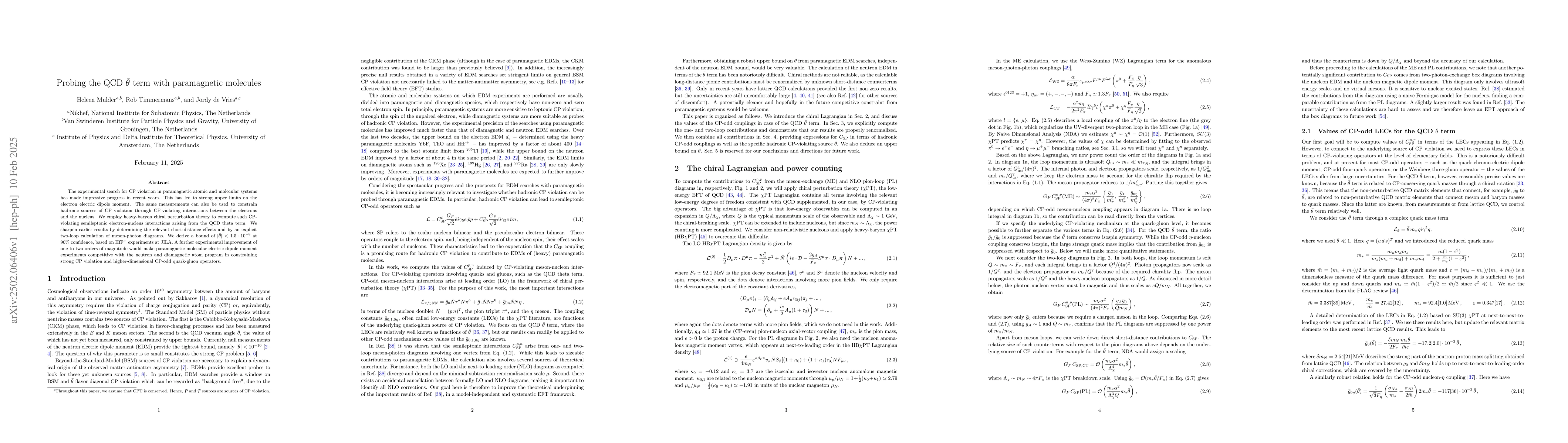 Thumbnail for Probing the QCD $\bar θ$ term with paramagnetic molecules
