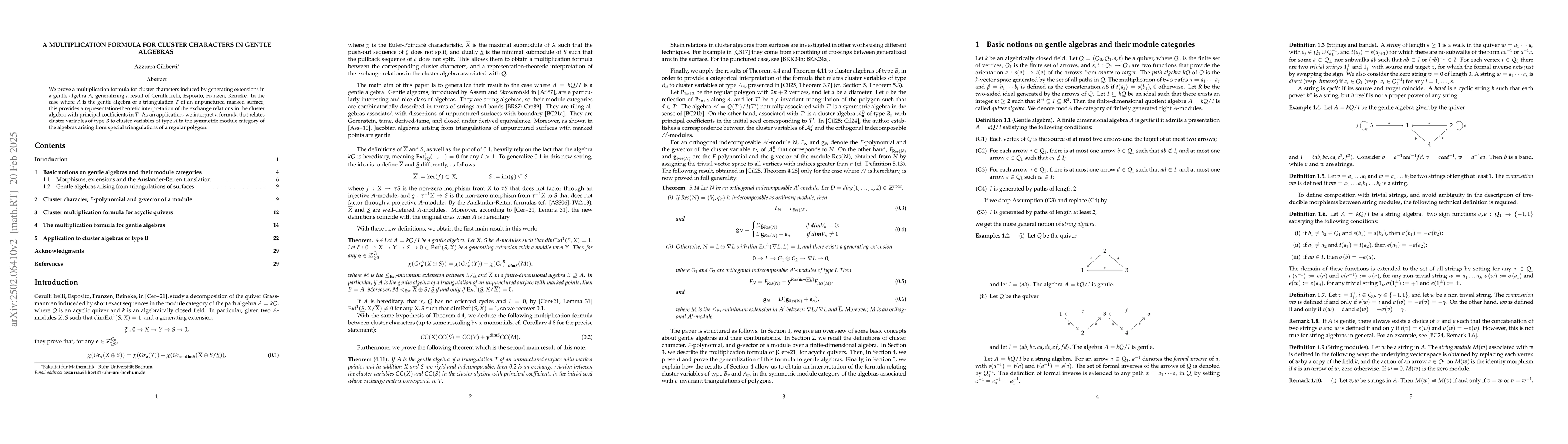 Thumbnail for A multiplication formula for cluster characters in gentle algebras