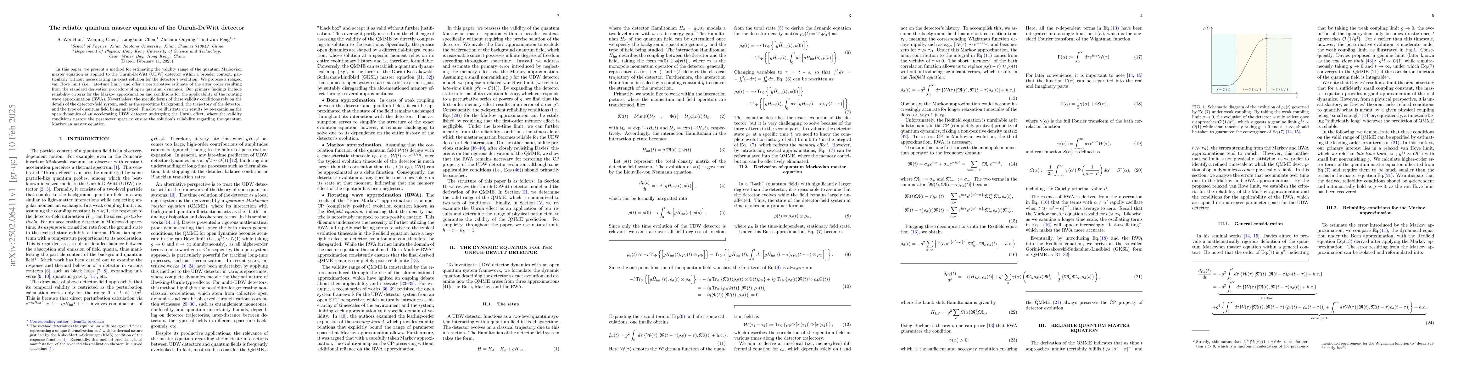 Thumbnail for The reliable quantum master equation of the Unruh-DeWitt detector