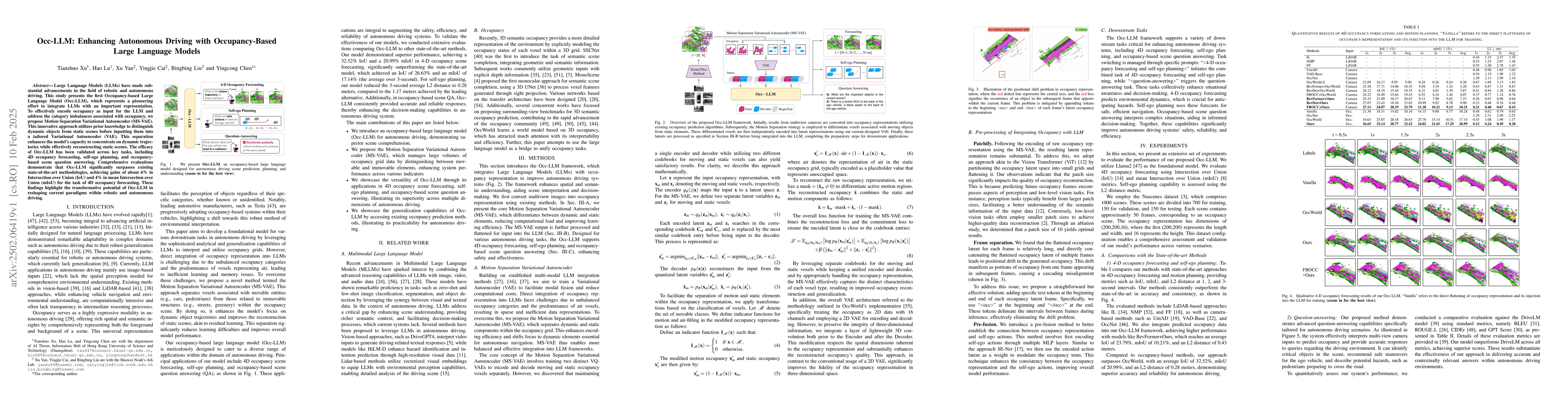 Thumbnail for Occ-LLM: Enhancing Autonomous Driving with Occupancy-Based Large
  Language Models