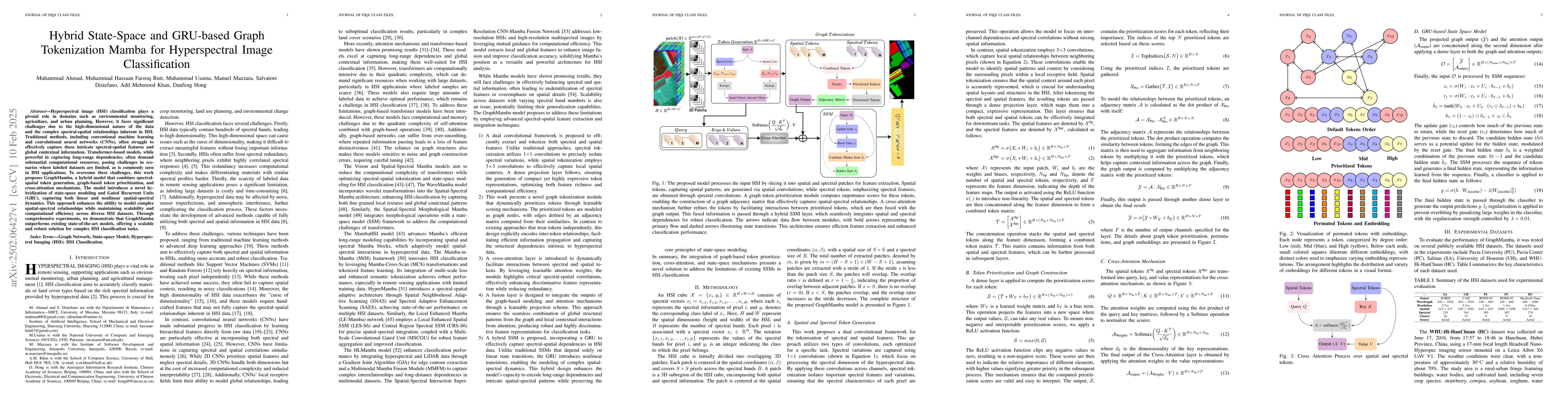 Thumbnail for Hybrid State-Space and GRU-based Graph Tokenization Mamba for
  Hyperspectral Image Classification