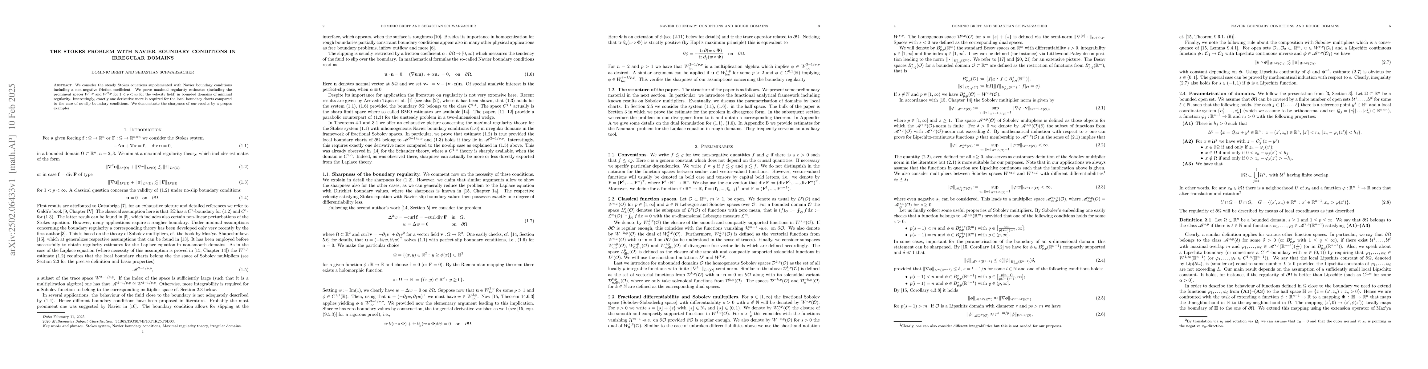 Thumbnail for The Stokes problem with Navier boundary conditions in irregular domains