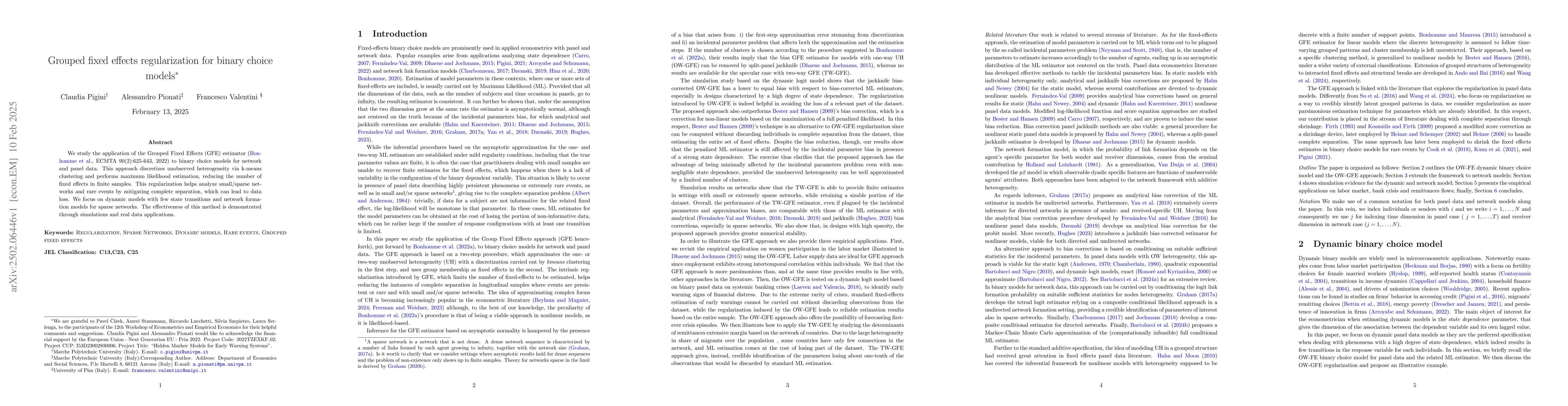Thumbnail for Grouped fixed effects regularization for binary choice models