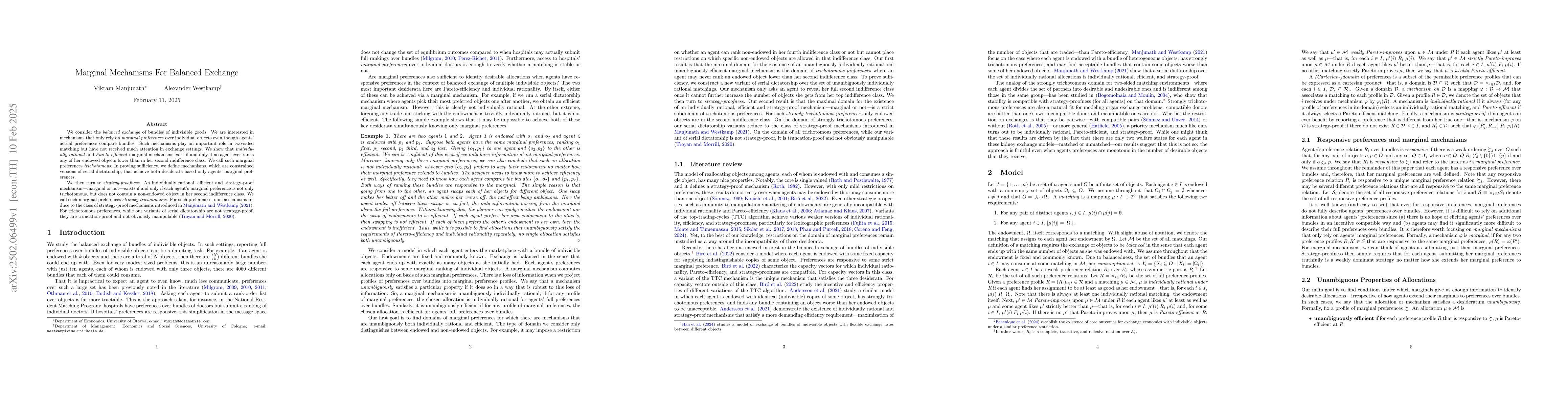 Thumbnail for Marginal Mechanisms For Balanced Exchange