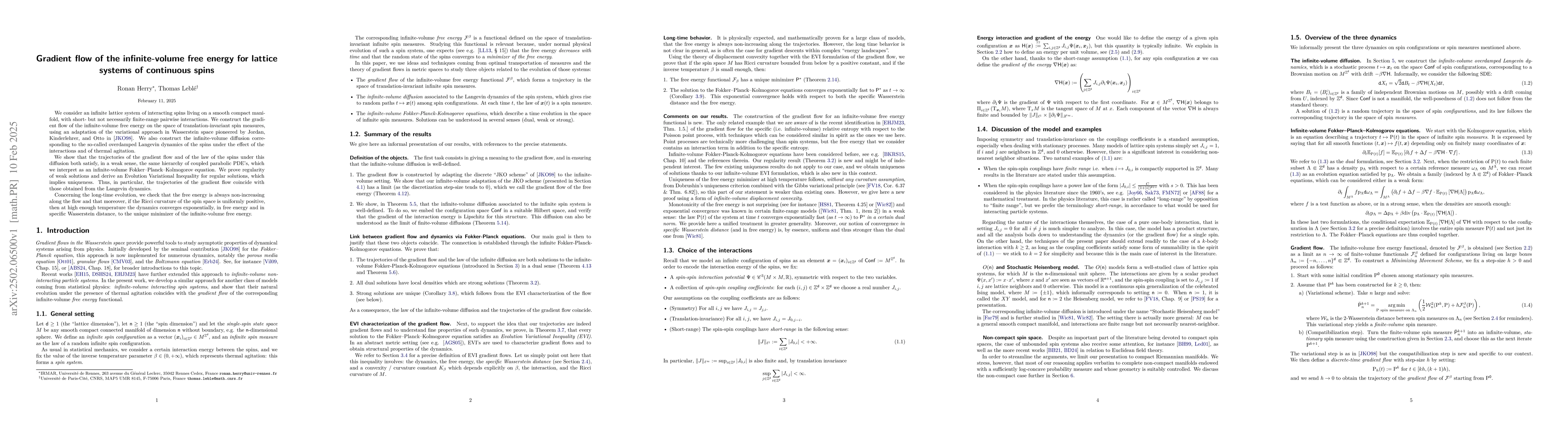 Thumbnail for Gradient flow of the infinite-volume free energy for lattice systems of
  continuous spins