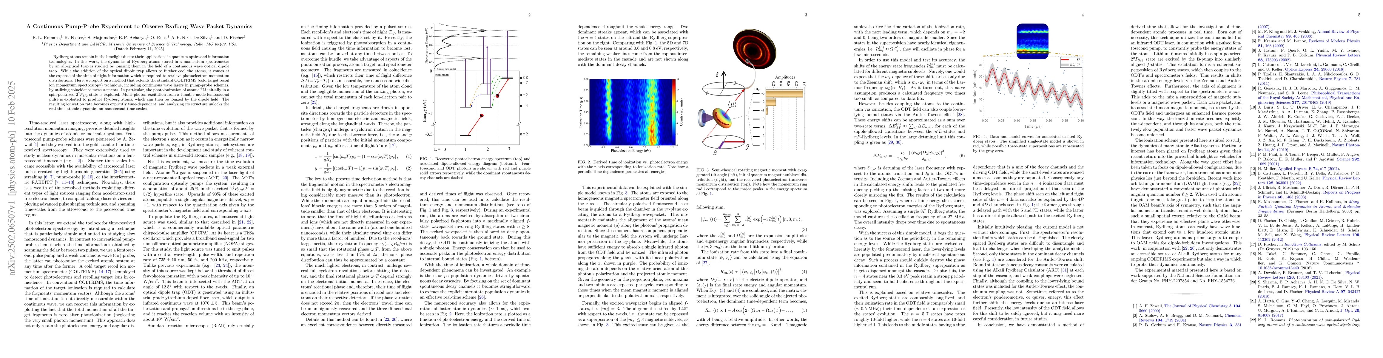 Thumbnail for A Continuous Pump-Probe Experiment to Observe Rydberg Wave Packet
  Dynamics