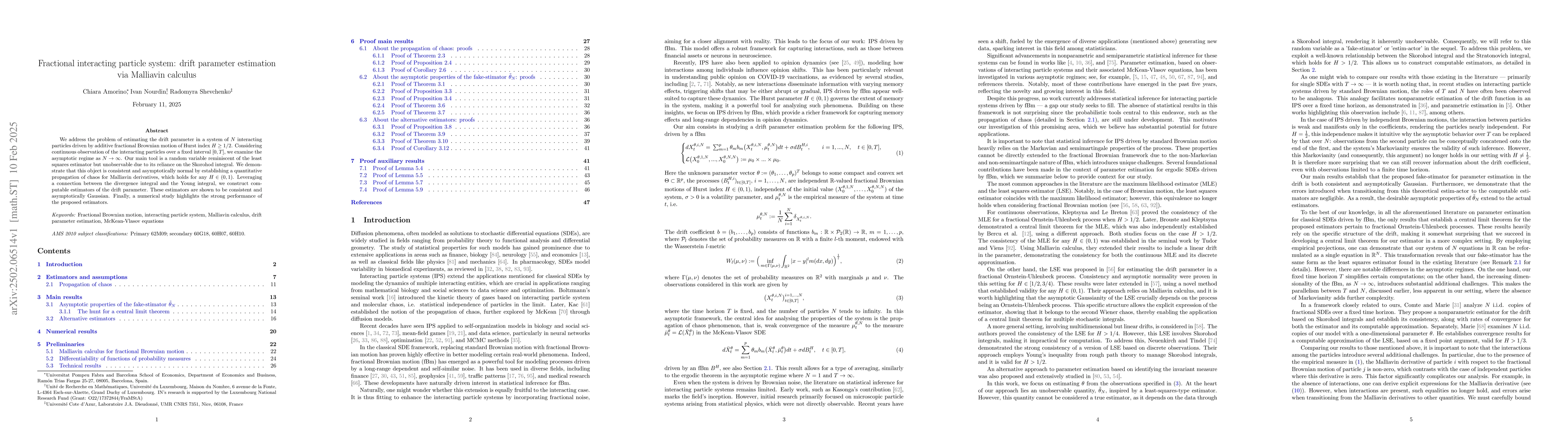 Thumbnail for Fractional interacting particle system: drift parameter estimation via
  Malliavin calculus