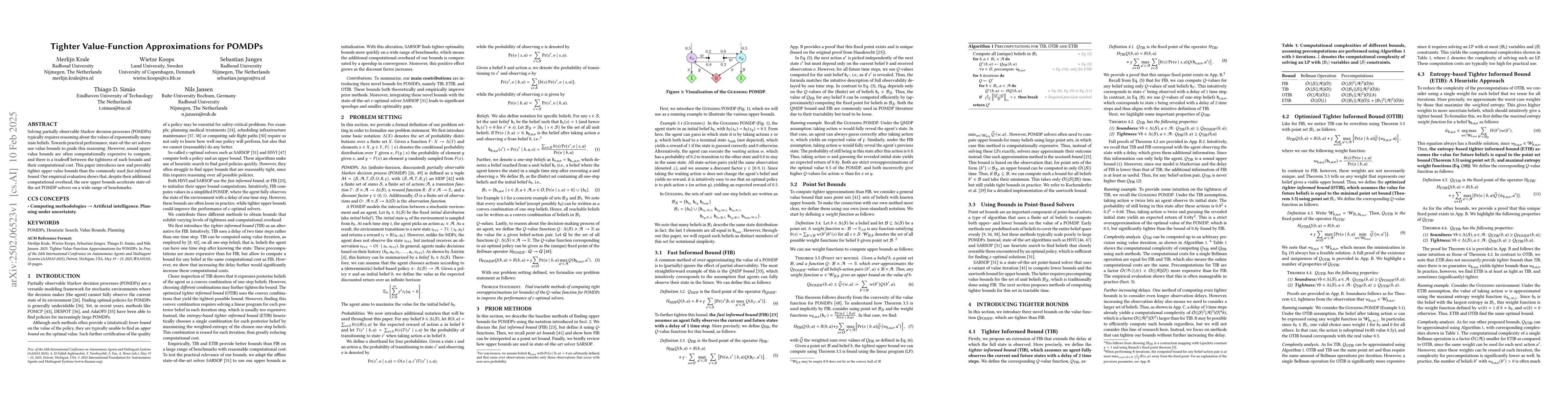 Thumbnail for Tighter Value-Function Approximations for POMDPs