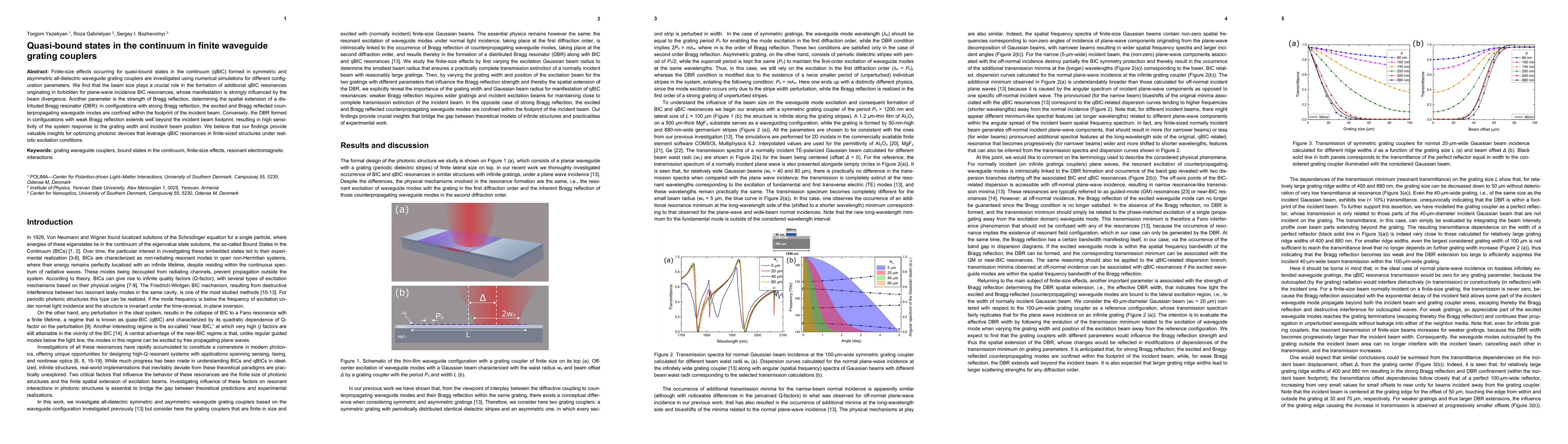 Thumbnail for Quasi-bound states in the continuum in finite waveguide grating couplers