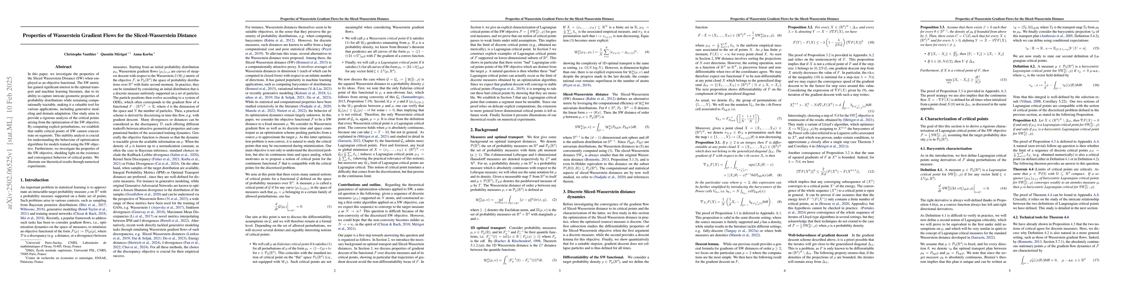 Thumbnail for Properties of Wasserstein Gradient Flows for the Sliced-Wasserstein
  Distance