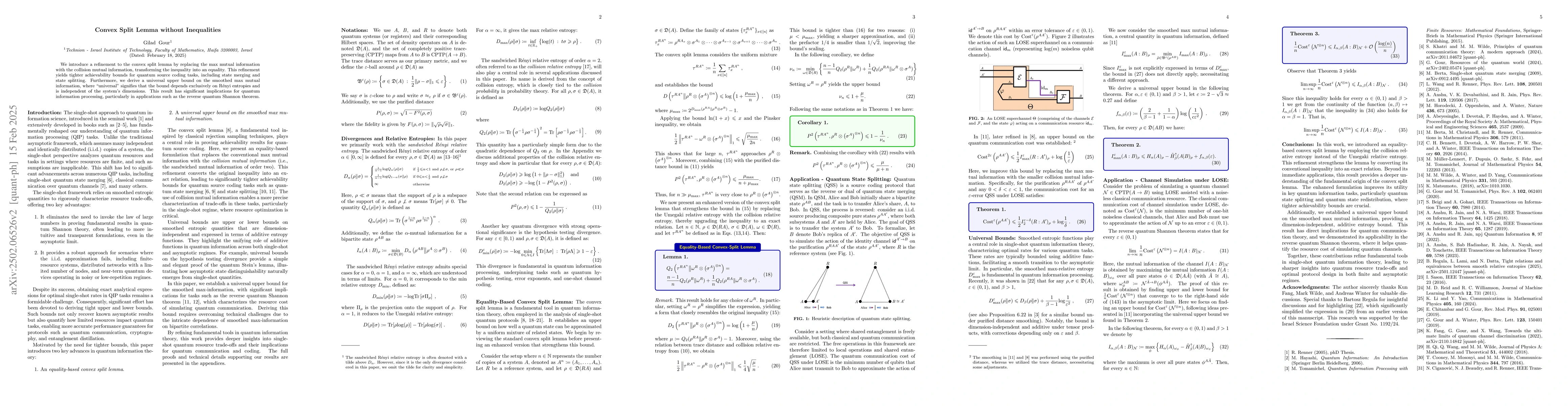 Thumbnail for Convex Split Lemma without Inequalities