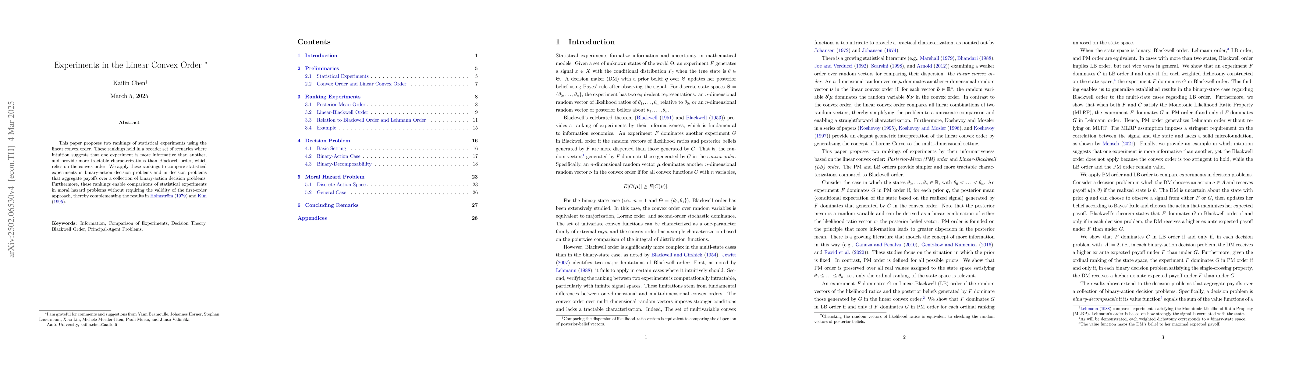 Thumbnail for Experiments in the Linear Convex Order