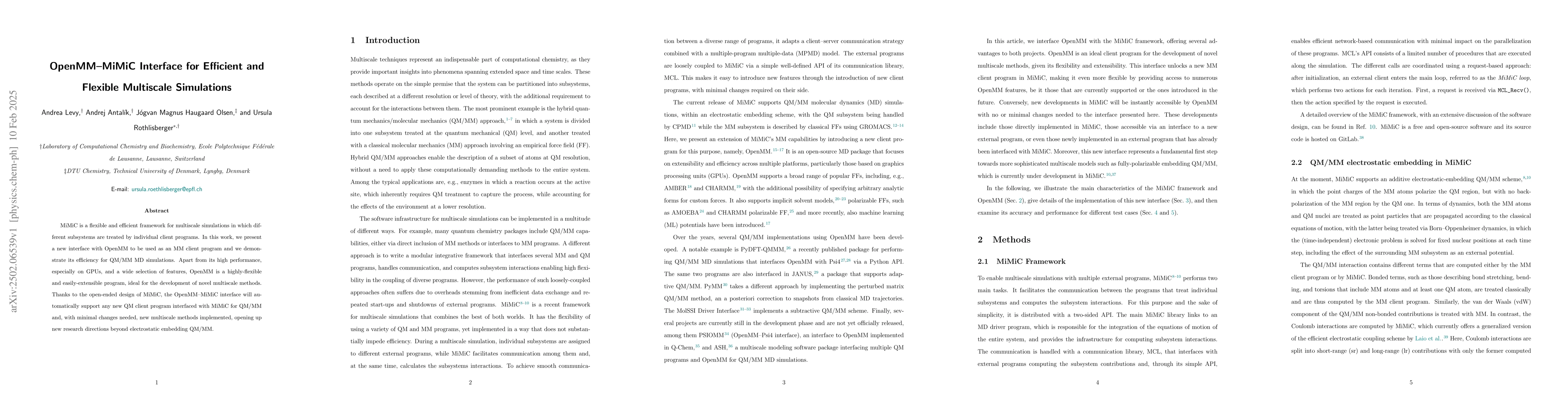 Thumbnail for OpenMM-MiMiC Interface for Efficient and Flexible Multiscale Simulations
