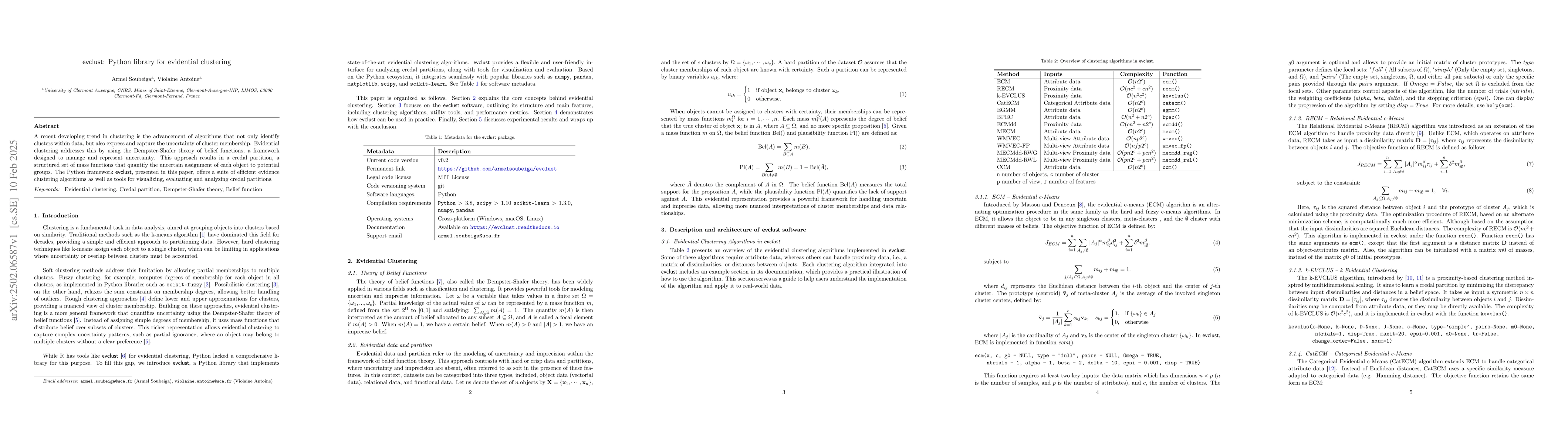 Thumbnail for evclust: Python library for evidential clustering