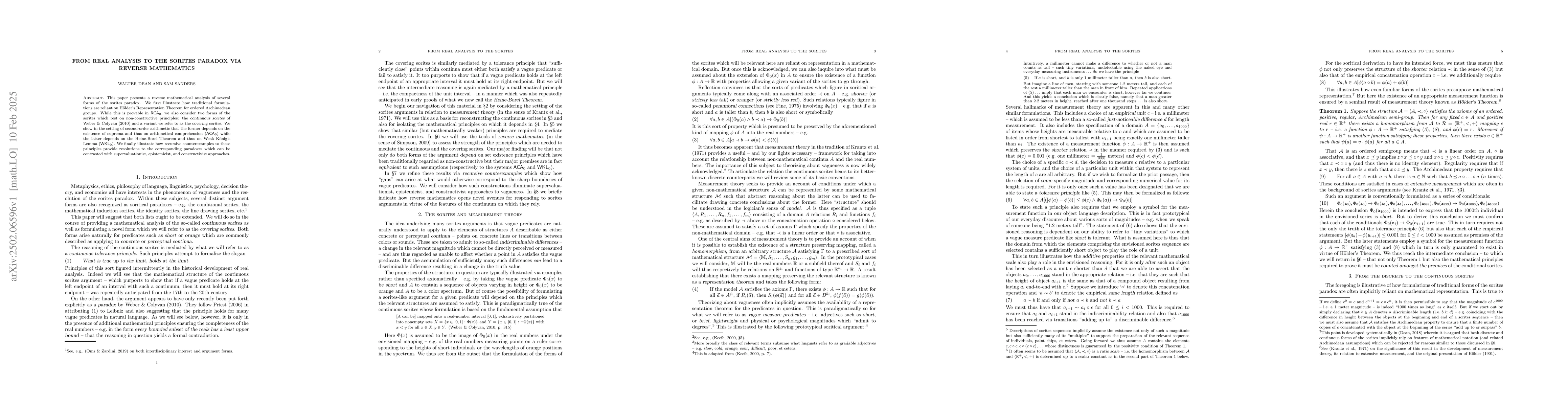 Thumbnail for From real analysis to the sorites paradox via Reverse Mathematics