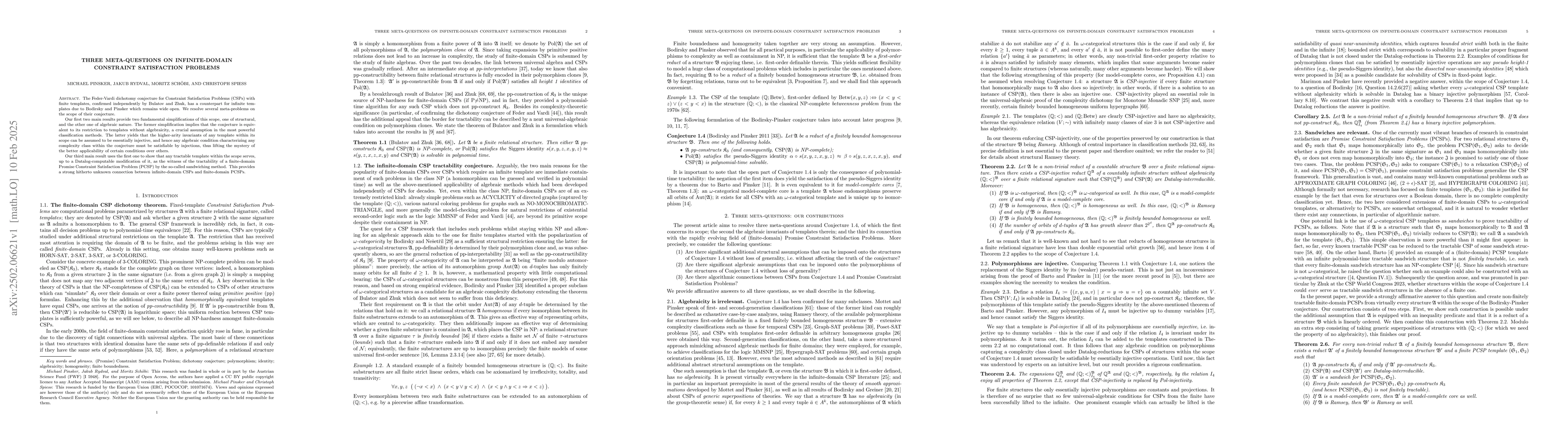 Thumbnail for Three meta-questions on infinite-domain Constraint Satisfaction Problems