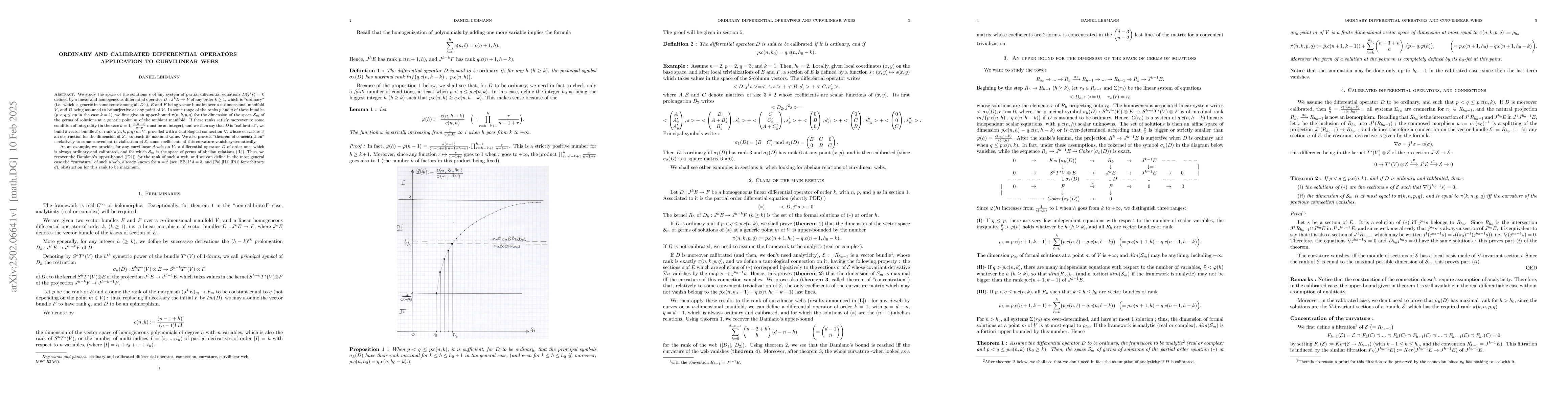 Thumbnail for Ordinary and calibrated differential operators Application to
  curvilinear webs