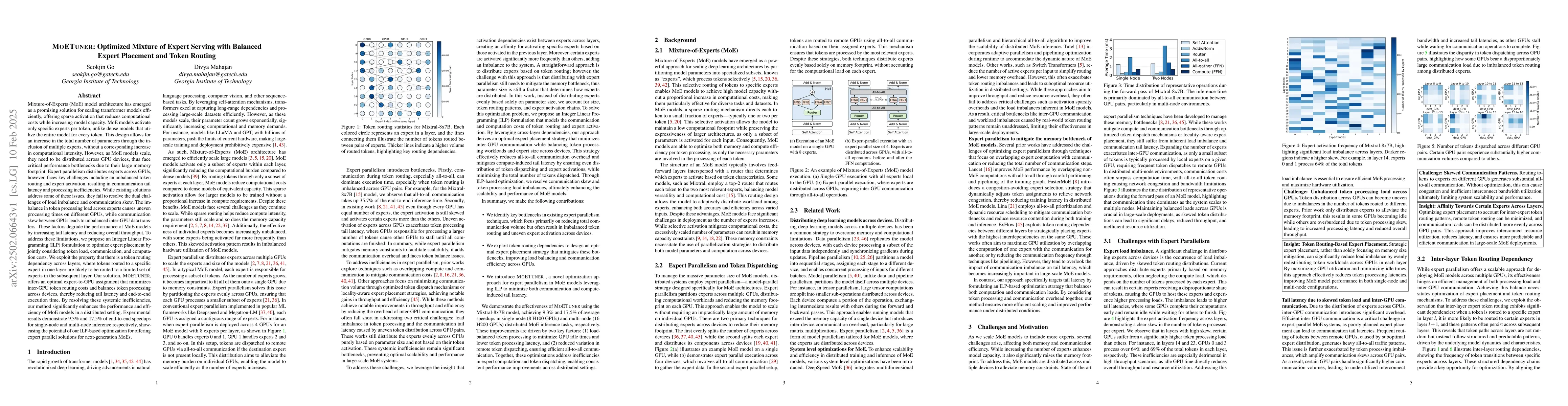 Thumbnail for MoETuner: Optimized Mixture of Expert Serving with Balanced Expert
  Placement and Token Routing