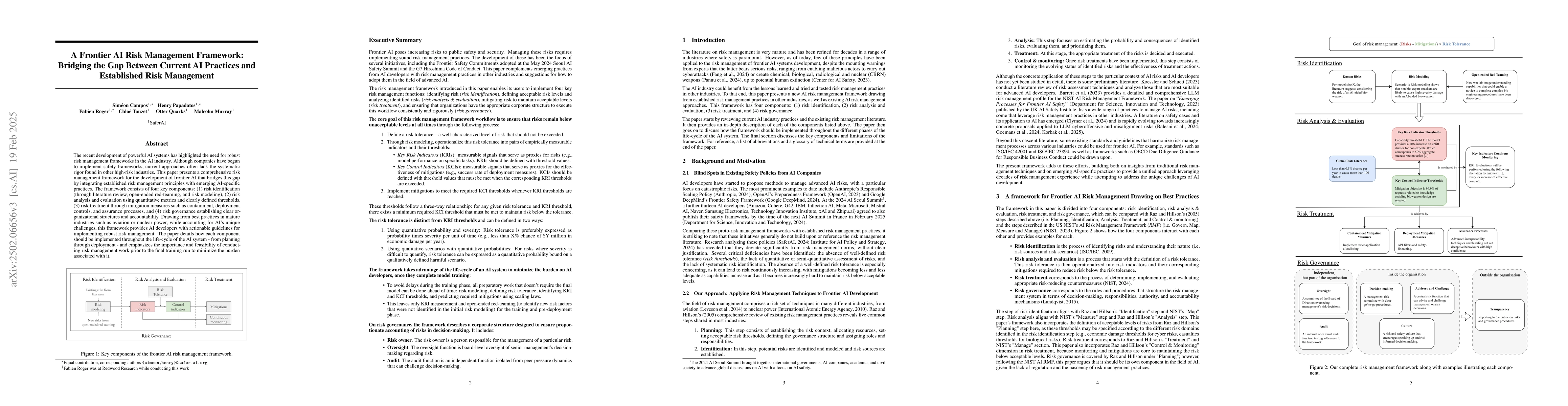 Thumbnail for A Frontier AI Risk Management Framework: Bridging the Gap Between
  Current AI Practices and Established Risk Management