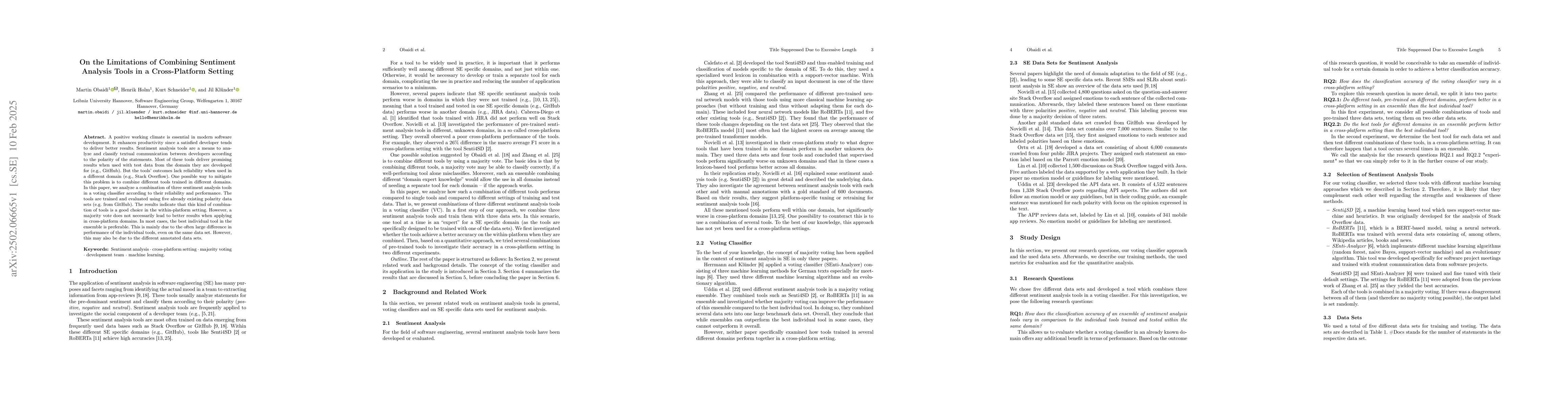 Thumbnail for On the Limitations of Combining Sentiment Analysis Tools in a
  Cross-Platform Setting