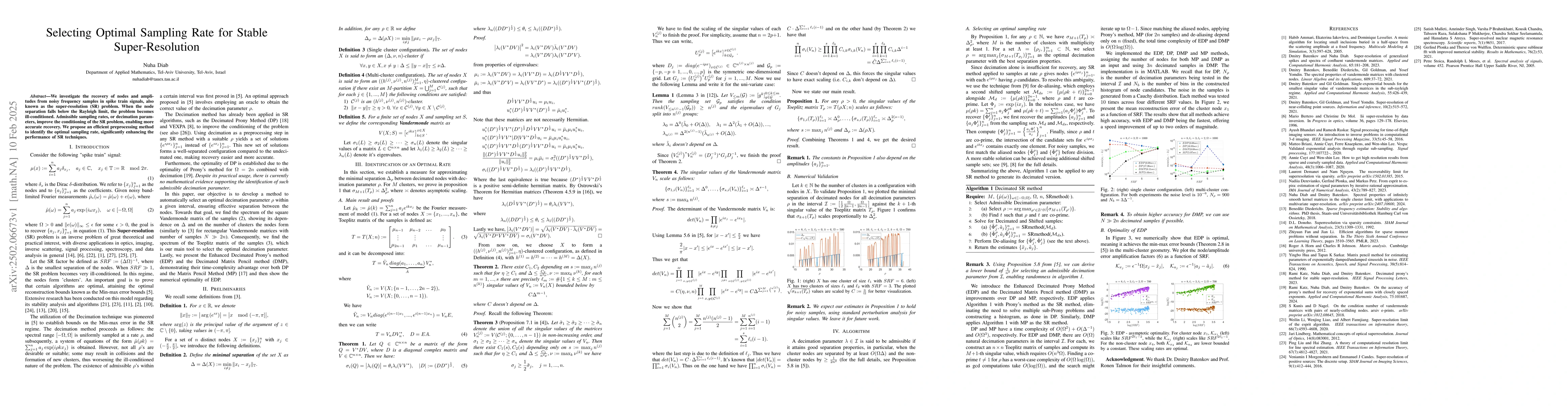 Thumbnail for Selecting Optimal Sampling Rate for Stable Super-Resolution