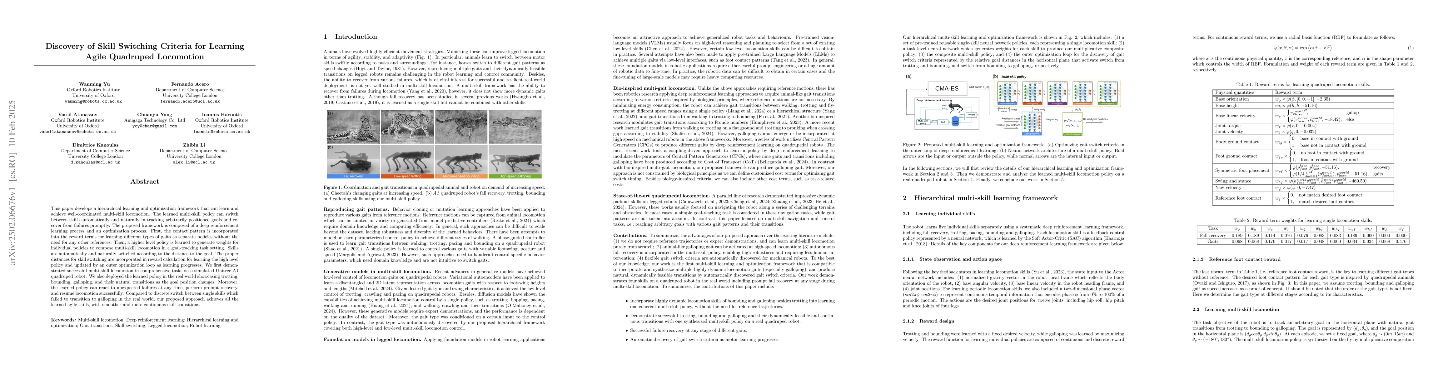 Thumbnail for Discovery of skill switching criteria for learning agile quadruped
  locomotion