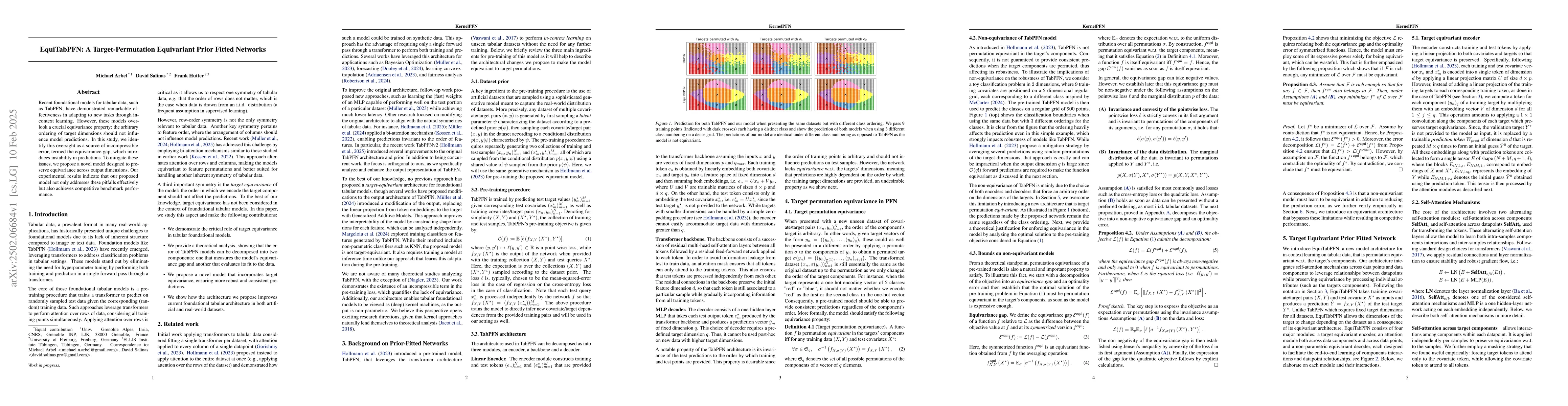 Thumbnail for EquiTabPFN: A Target-Permutation Equivariant Prior Fitted Networks