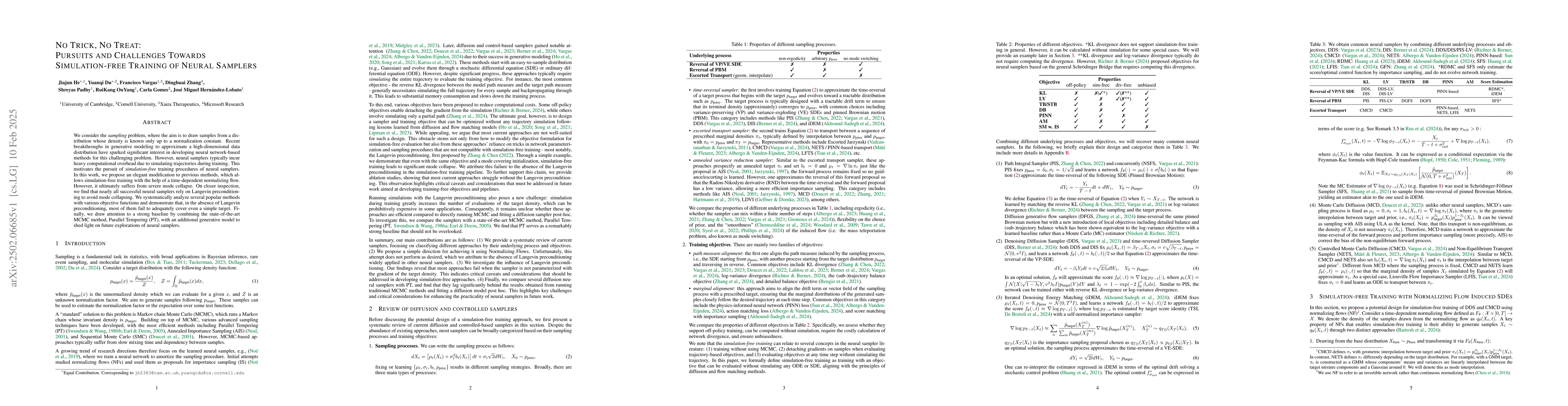 Thumbnail for No Trick, No Treat: Pursuits and Challenges Towards Simulation-free
  Training of Neural Samplers