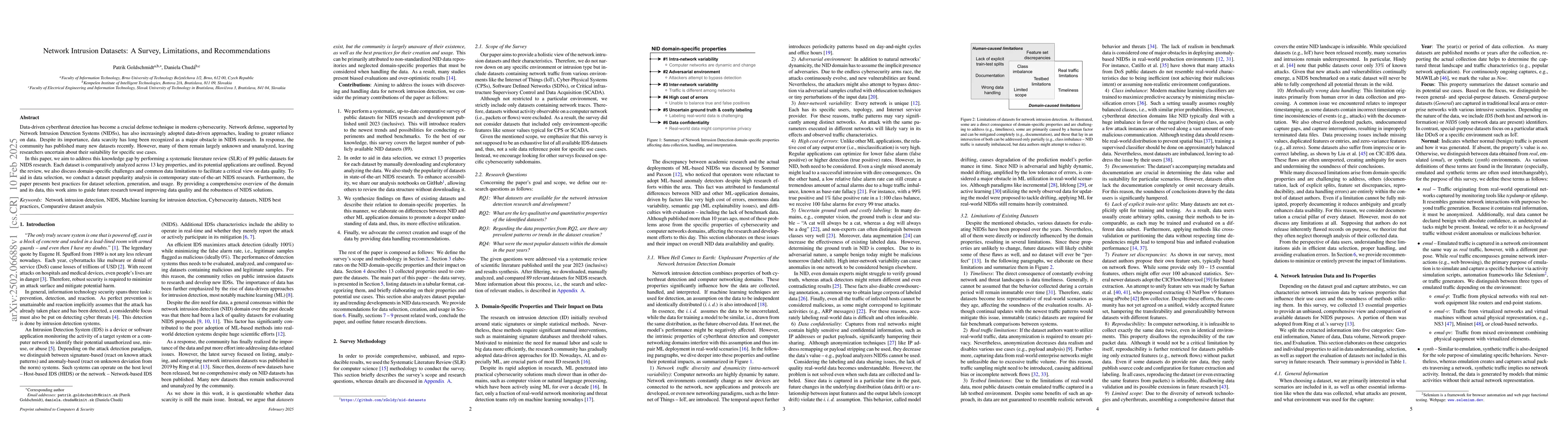 Thumbnail for Network Intrusion Datasets: A Survey, Limitations, and Recommendations