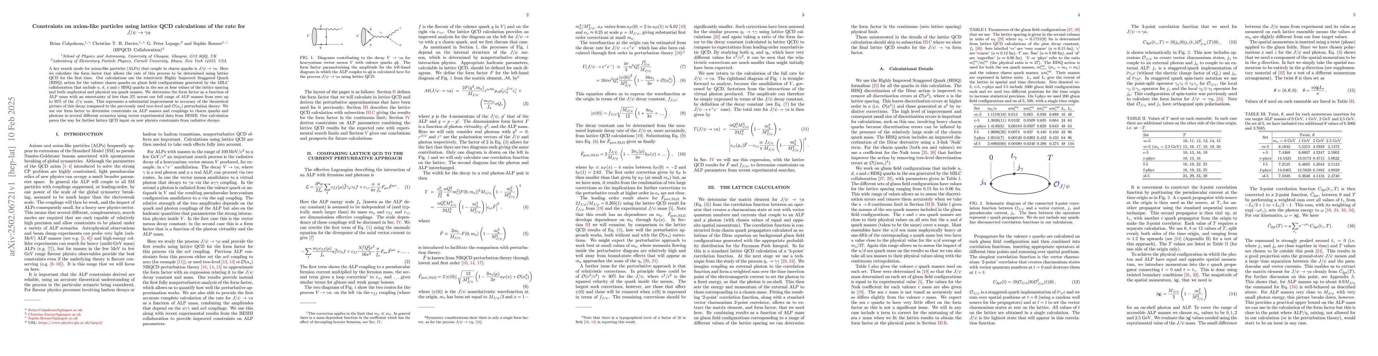 Thumbnail for Constraints on axion-like particles using lattice QCD calculations of
  the rate for $J/ψ\to γa$